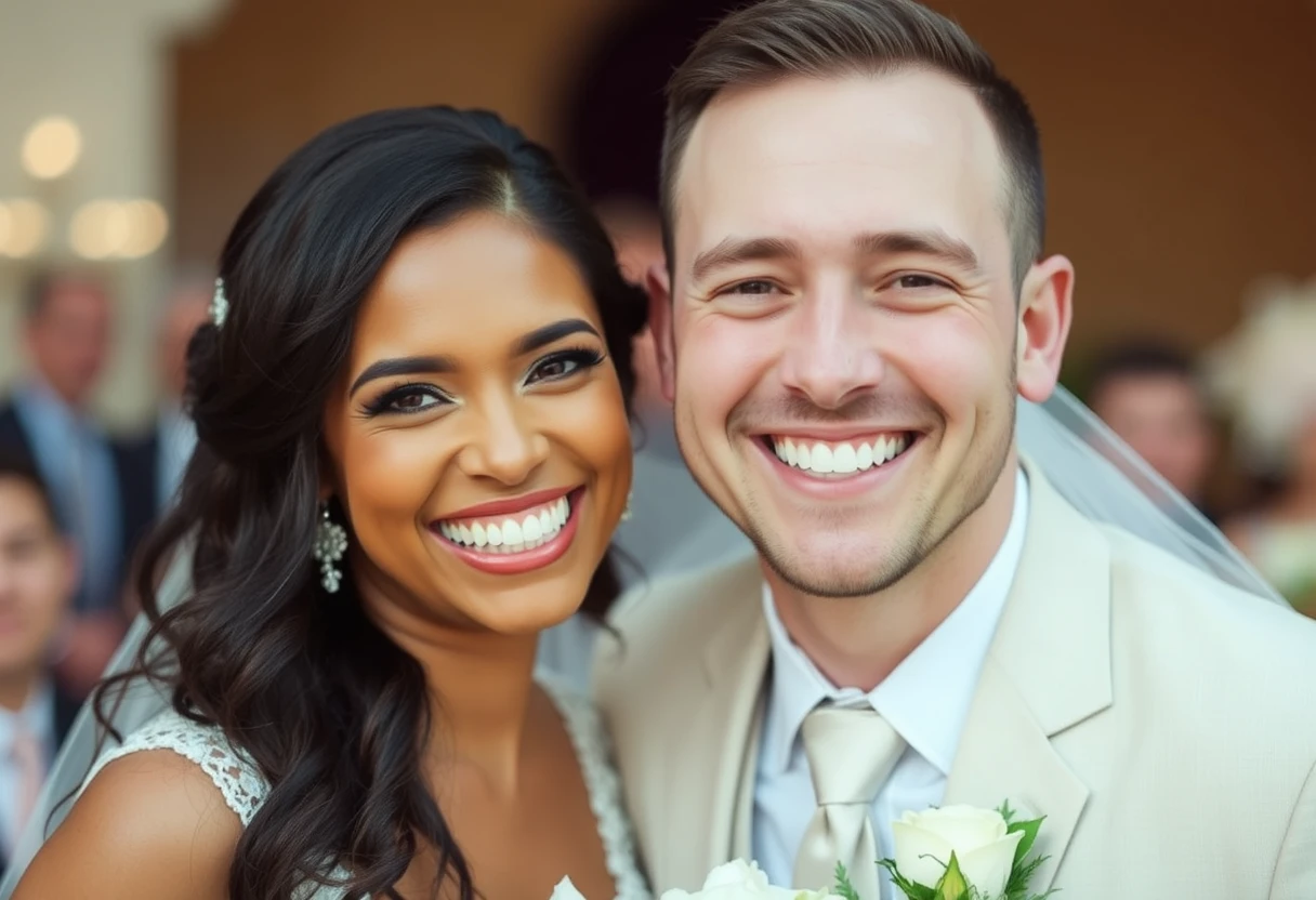 Wedding photograph featuring a happy couple